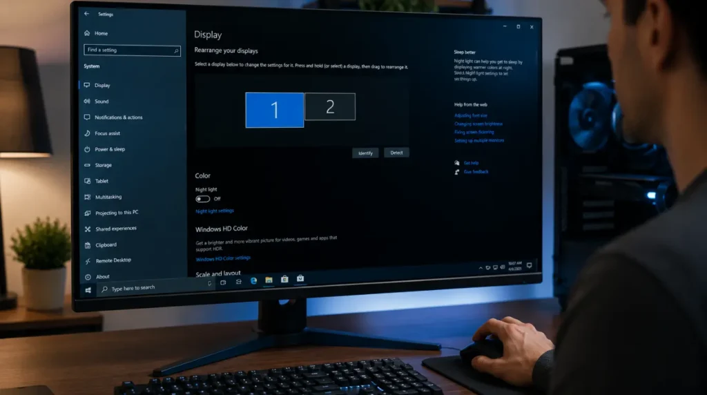 Updating graphics drivers on a Windows PC monitor to fix green dots.