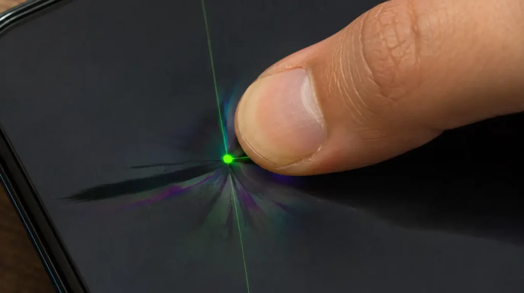 Pressing too hard on a phone screen causing liquid crystal display damage