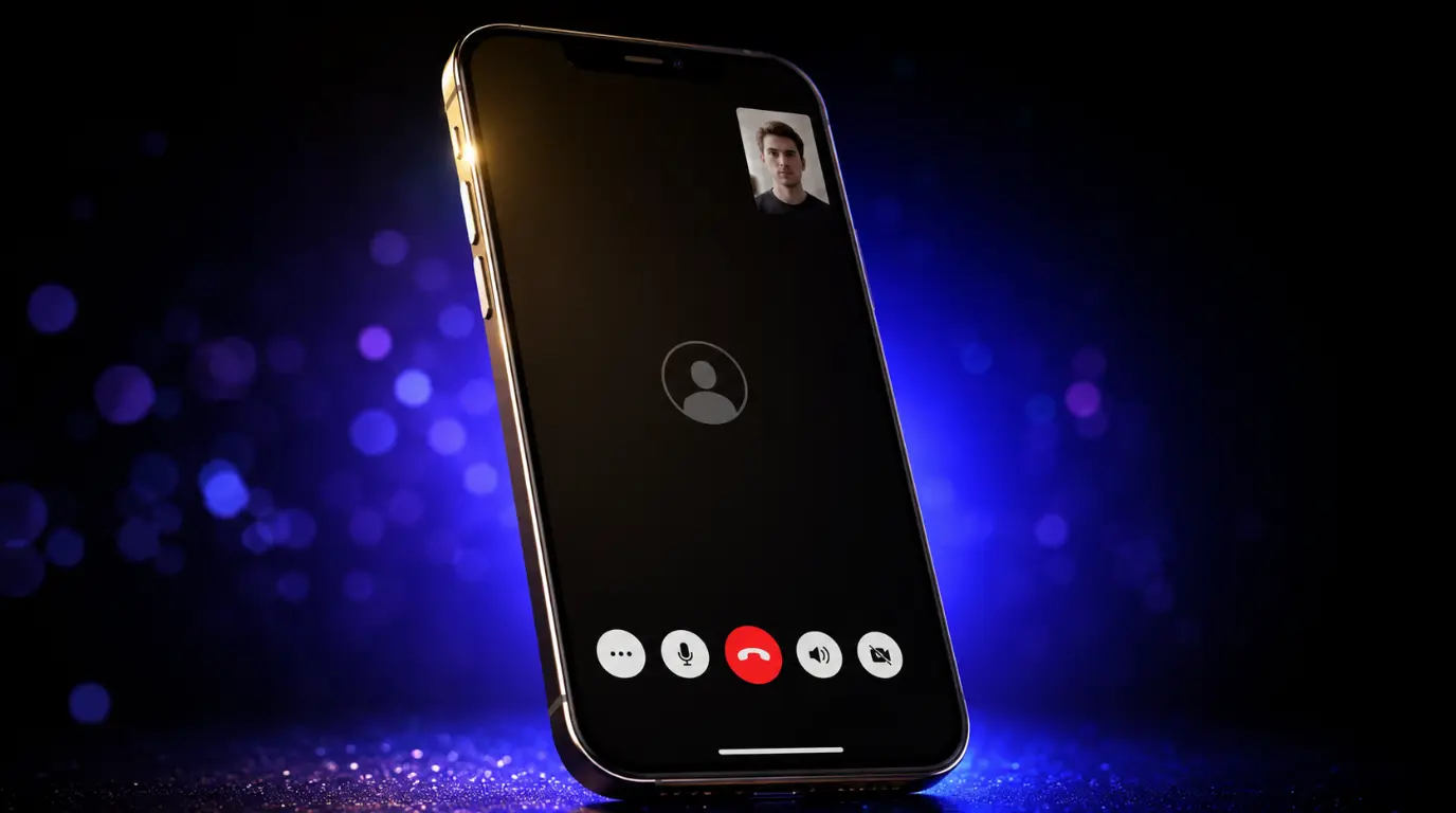 Smartphone showing Messenger video call black screen audio only issue during an active call.