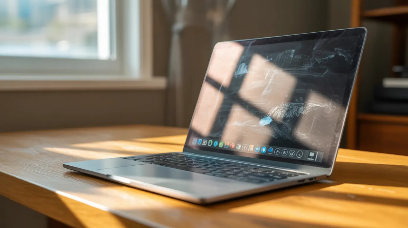 Laptop screen showing a frozen taskbar with an unresponsive cursor