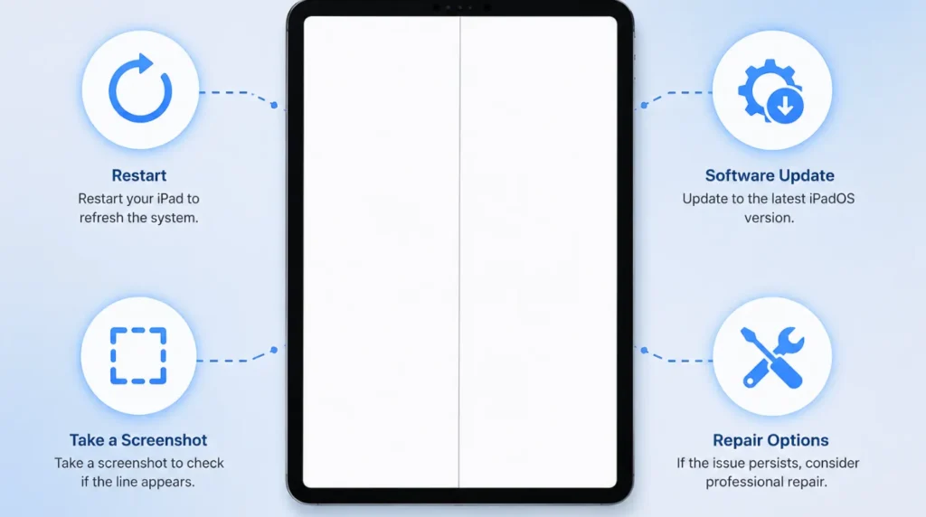 Diagnosing whether an iPad Pro screen line is caused by hardware or software problems