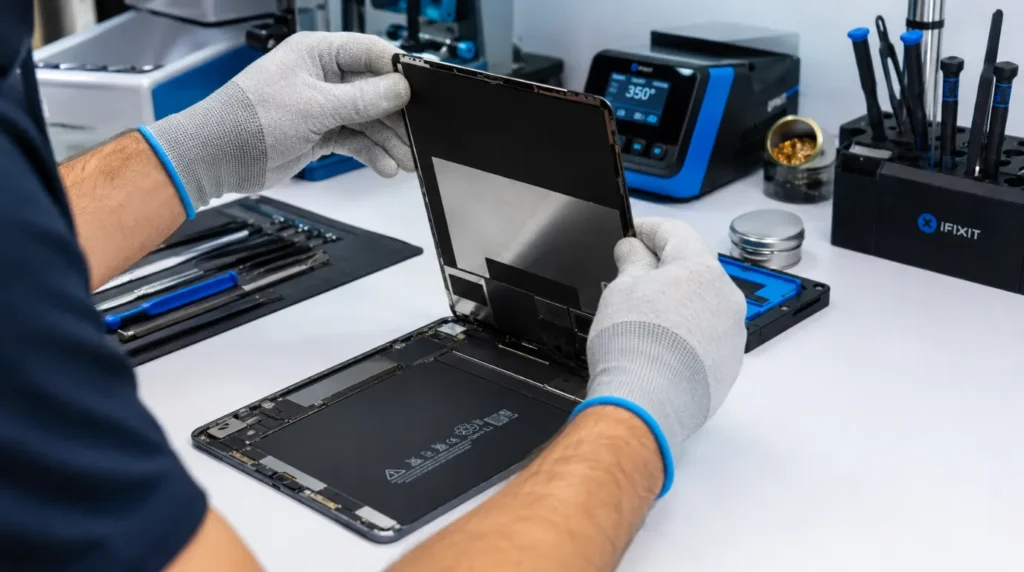Restoring iPad Pro software to fix a screen line caused by system glitches