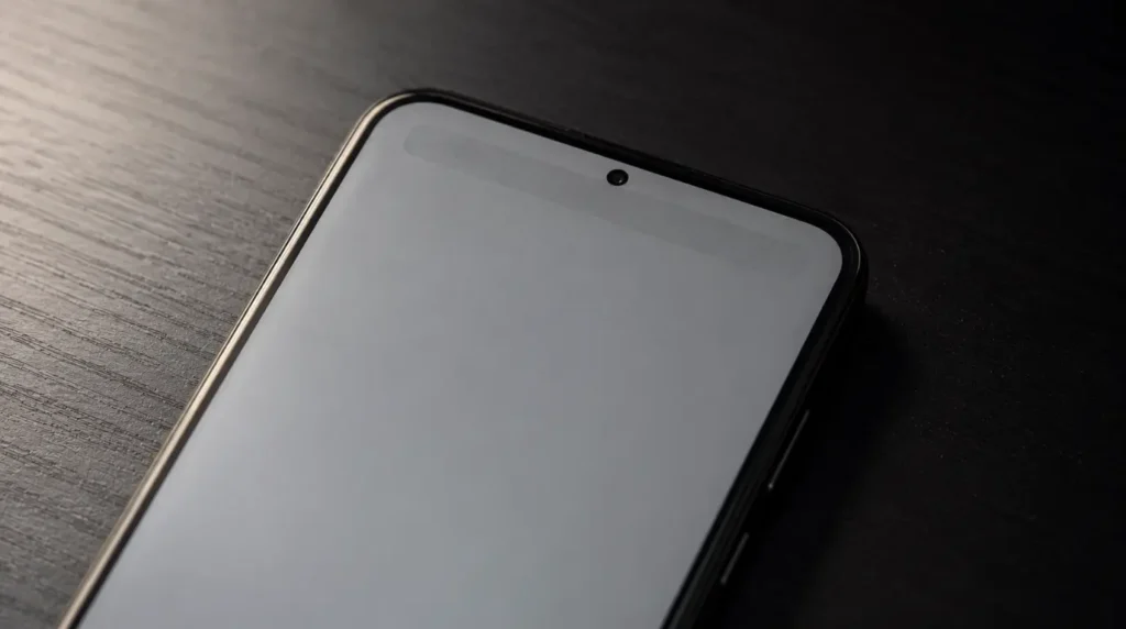 Faint rectangular shadow mark near status bar on Google Pixel OLED screen