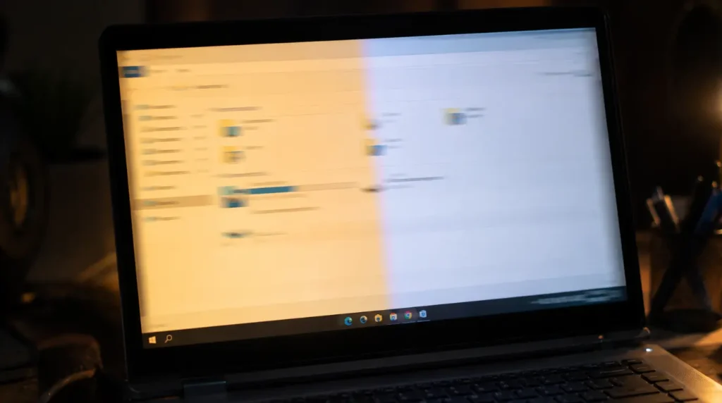 Laptop screen flickering between warm and cool tones due to an outdated graphics driver affecting Night Light