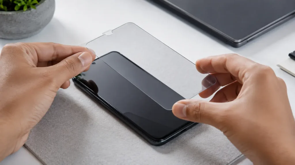 Applying screen protector to Google Pixel phone to help prevent burn-in