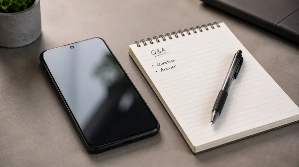 Google Pixel phone beside notepad answering common screen burn-in questions