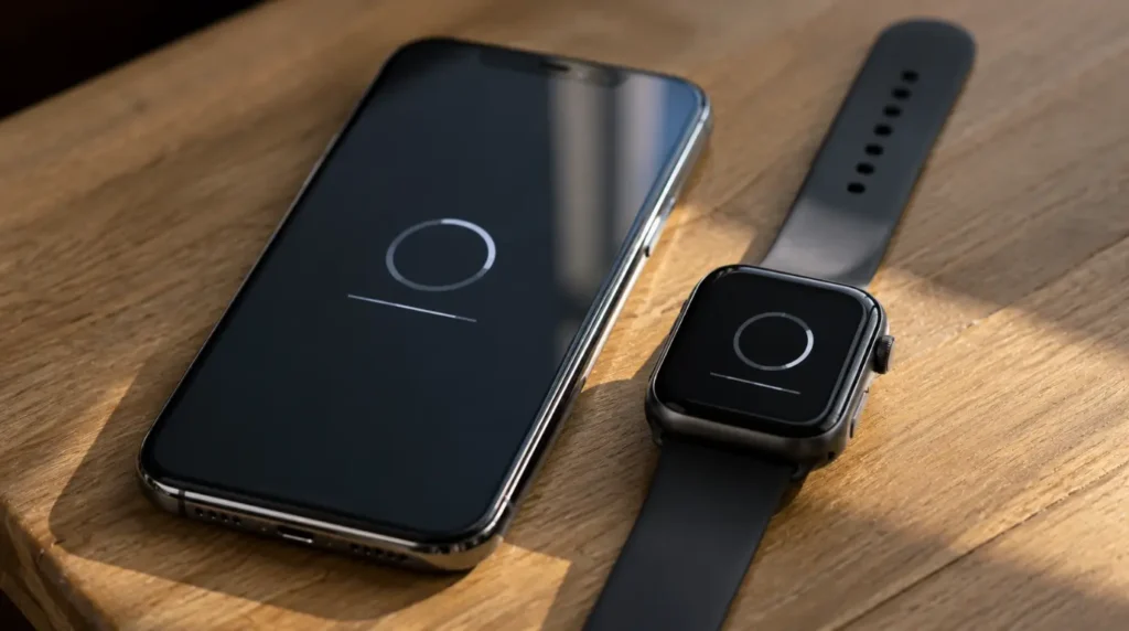 iPhone and Apple Watch showing software update screen for watchOS