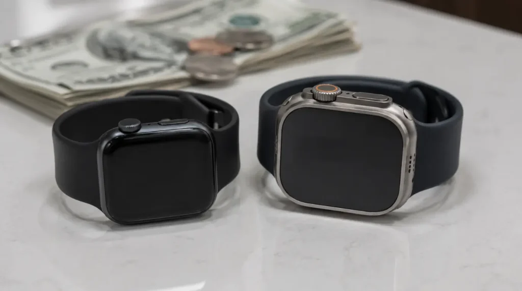 Apple Watch Series 9 and Ultra 2 side by side showing repair cost comparison