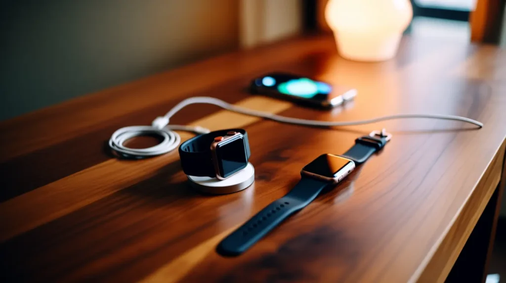 Two Apple Watches near a paired iPhone showing common causes of a frozen boot