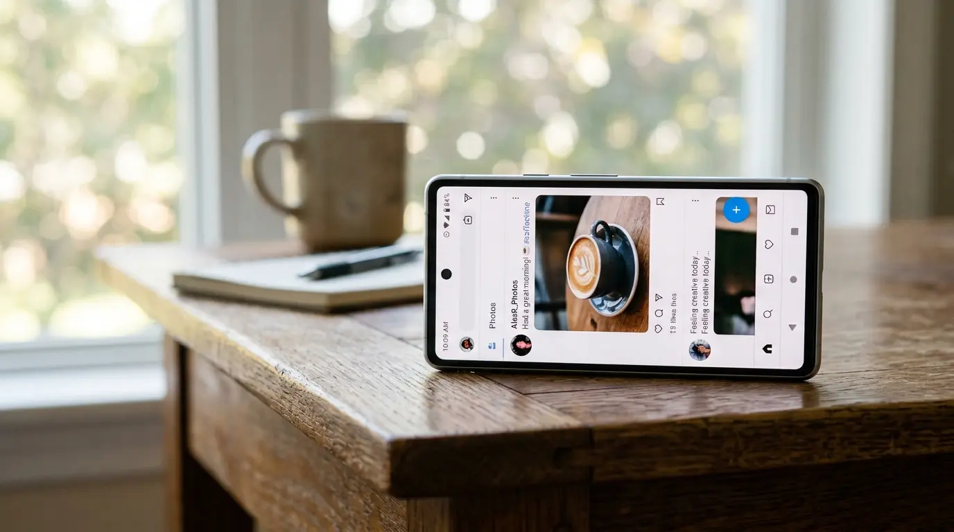 Smartphone lying sideways with screen stuck in portrait mode showing auto-rotate not working