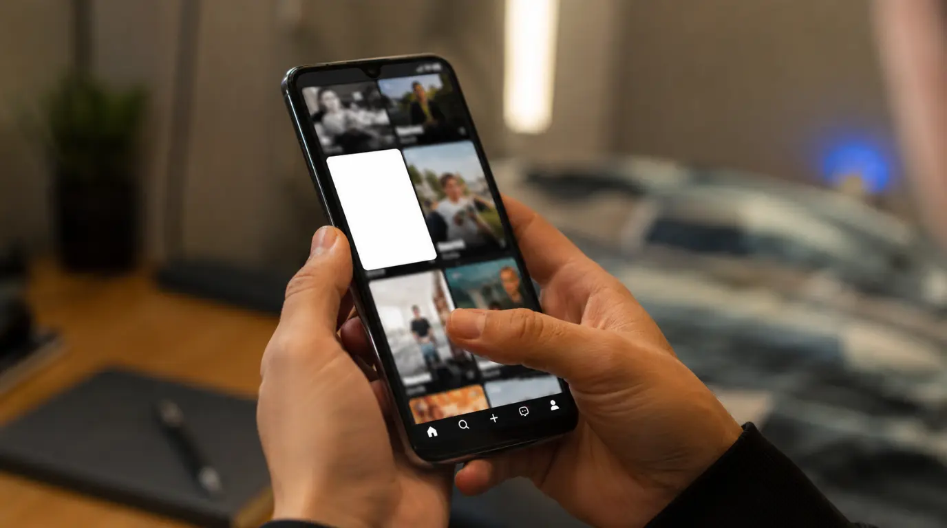 Phone screen showing white blank thumbnail instead of TikTok video cover after posting