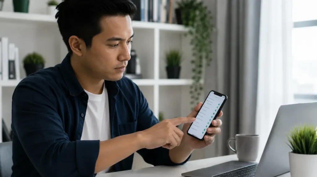 Person adjusting smartphone settings to fix YouTube comments section not loading