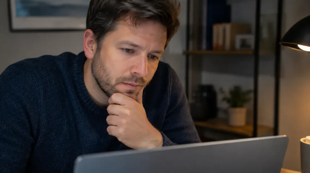 Person reading through frequently asked questions about a frozen laptop camera on Zoom