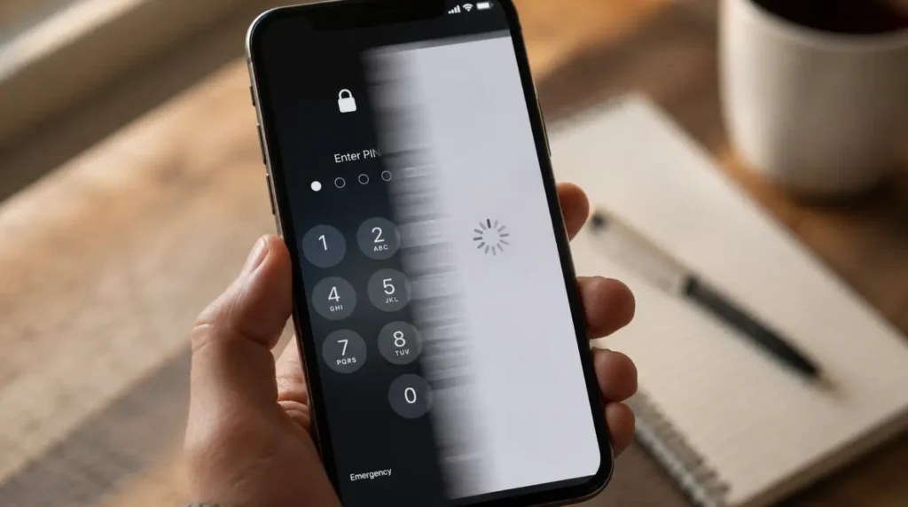 Smartphone transitioning from PayPal login screen to a frozen loading state