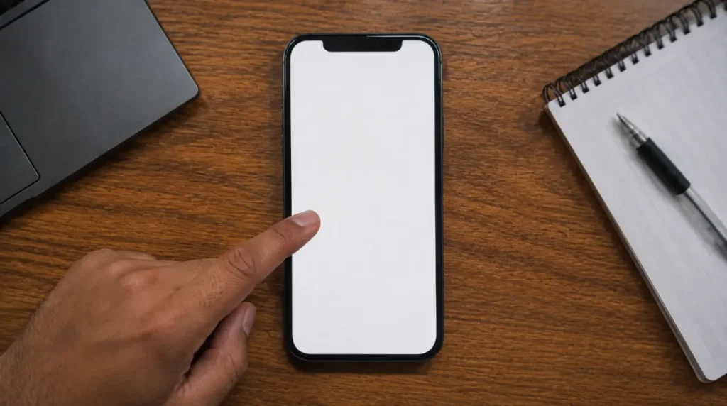 "Smartphone showing completely blank white X app screen with no icons or navigation loading"